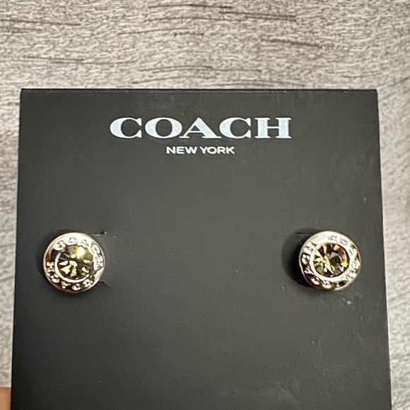 Coach - NWT - Silver Open Circle Stone Stud Earrings & Titanium Post-Retails $68 - Picture 4 of 5